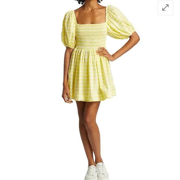 S/W/F Yellow Gingham Check Golden Path Babydoll Style Dress, NWT Sz L - Picture 6 of 16